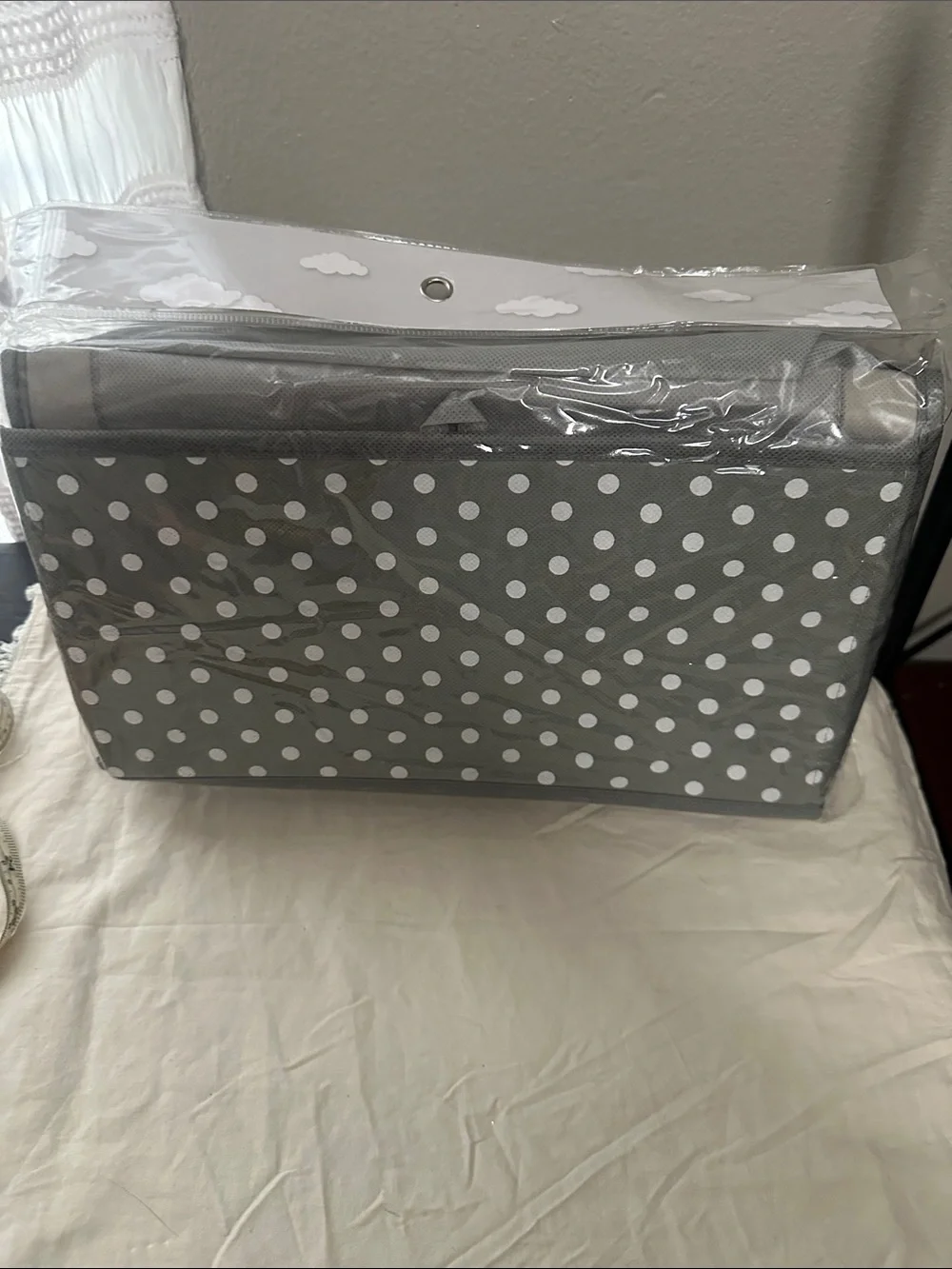 Over-the-Door Polka Dot Hanging Organizer  for baby- Gray NWT